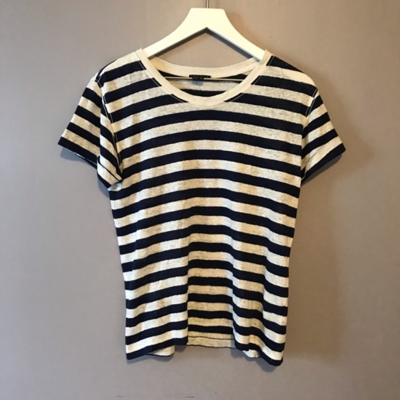 Theory Tops - Theory || Striped Linen Tee